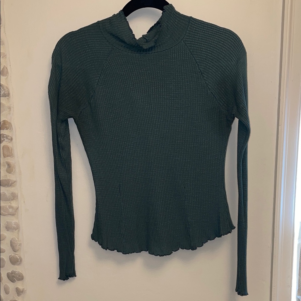 Free People Textured Knit Top in Dark Blue